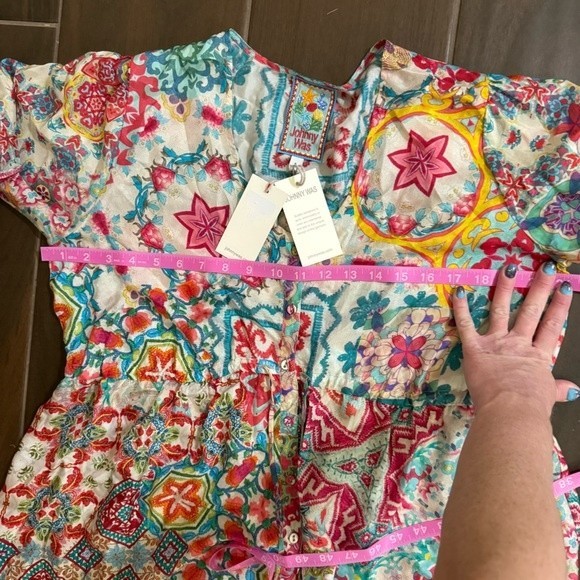 NWT Johnny Was Top Multicolor Floral Starfish V Neck Button Down Tunic Top S - Picture 9 of 12